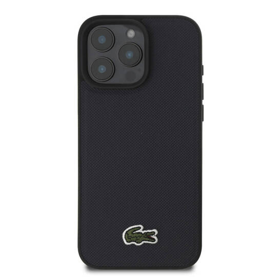 Apple iPhone 16 Pro Max Kılıf Lacoste Orjinal Lisanslı PU Pike Desenli Arka Yüzey İkonik Timsah Dokuma Logolu Kapak - 16
