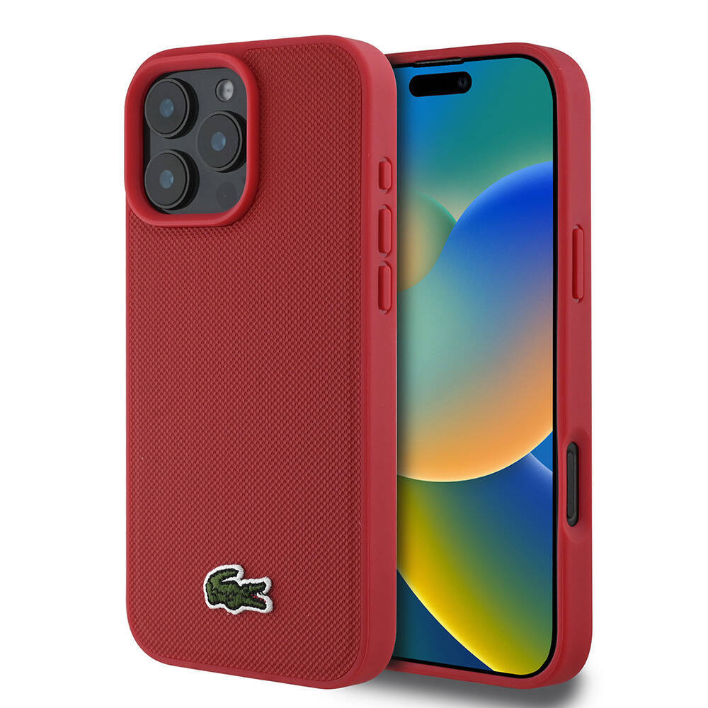 Apple iPhone 16 Pro Max Kılıf Lacoste Orjinal Lisanslı PU Pike Desenli Arka Yüzey İkonik Timsah Dokuma Logolu Kapak - 4
