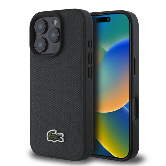 Apple iPhone 16 Pro Max Kılıf Lacoste Orjinal Lisanslı PU Pike Desenli Arka Yüzey İkonik Timsah Dokuma Logolu Kapak - 3