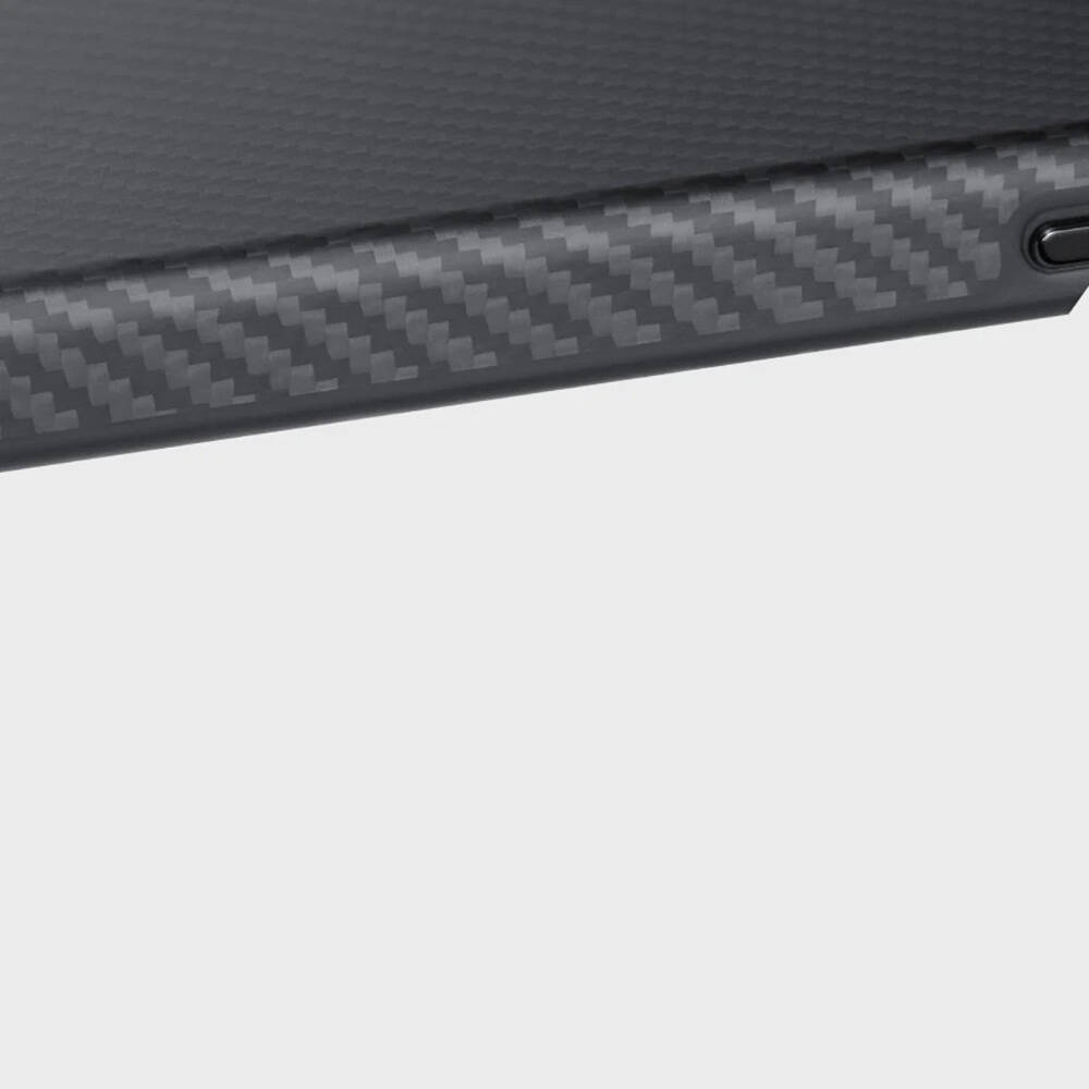 Apple iPhone 16 Pro Max Kılıf M-safe Şarj Özellikli Aramid Karbon Fiber Pitaka Military-Grade Classic Serisi Black-Grey Twill Kapak - 7