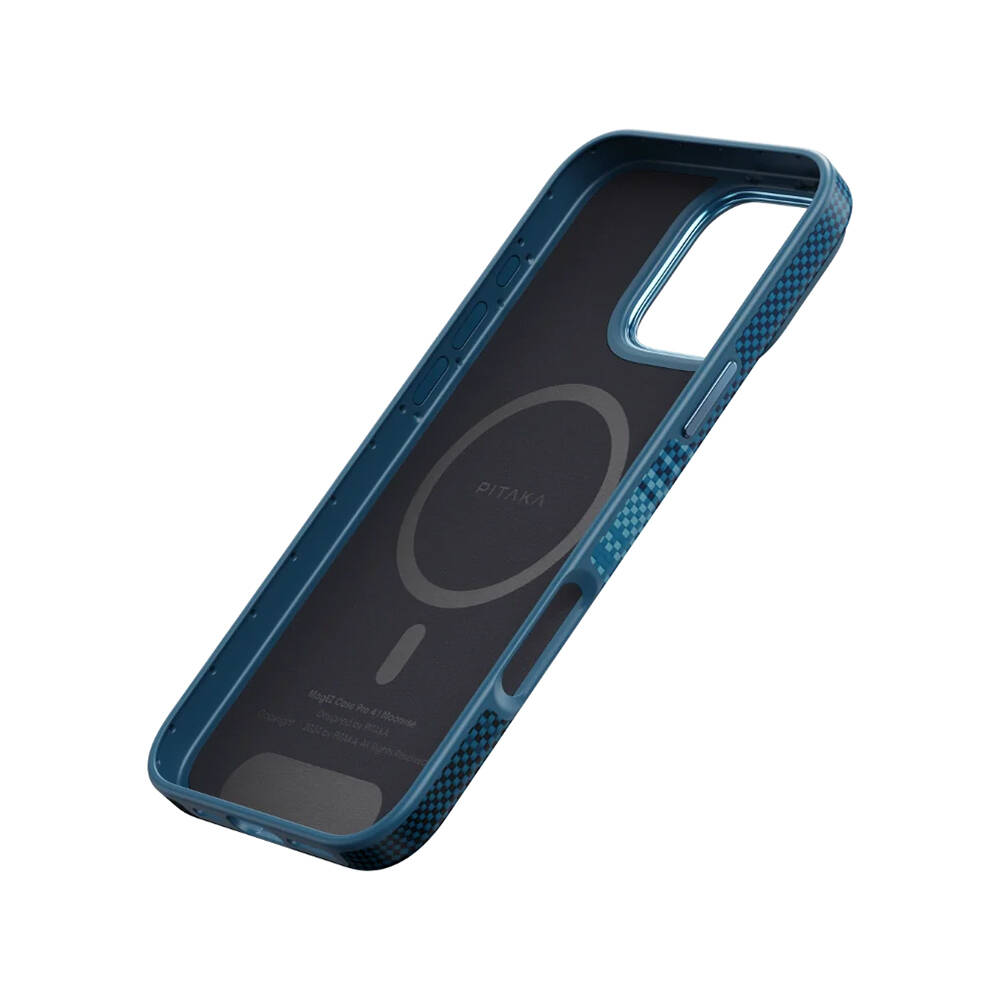 Apple iPhone 16 Pro Max Kılıf M-safe Şarj Özellikli Aramid Karbon Fiber Pitaka Military-Grade Sunset-Moonrise Serisi Moonrise Kapak - 3