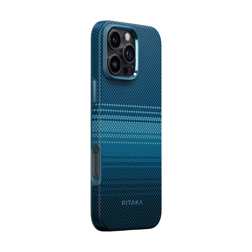 Apple iPhone 16 Pro Max Kılıf M-safe Şarj Özellikli Aramid Karbon Fiber Pitaka Military-Grade Sunset-Moonrise Serisi Moonrise Kapak - 7
