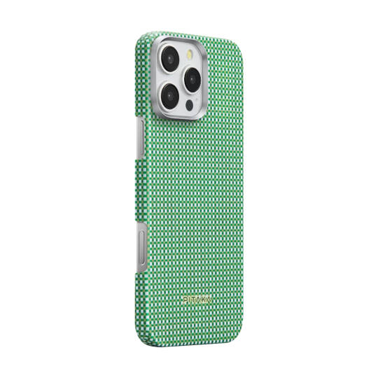 Apple iPhone 16 Pro Max Kılıf M-safe Şarj Özellikli Aramid Karbon Fiber Pitaka Ultra-Slim Classic Serisi Forest Green Kapak - 3