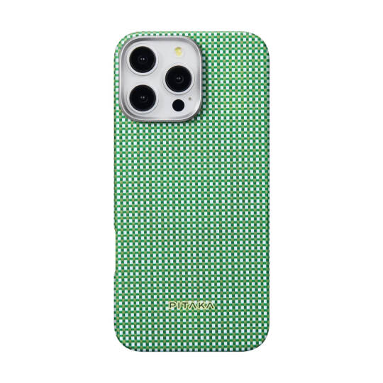 Apple iPhone 16 Pro Max Kılıf M-safe Şarj Özellikli Aramid Karbon Fiber Pitaka Ultra-Slim Classic Serisi Forest Green Kapak