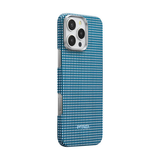 Apple iPhone 16 Pro Max Kılıf M-safe Şarj Özellikli Aramid Karbon Fiber Pitaka Ultra-Slim Classic Serisi Ocean Blue Kapak - 3