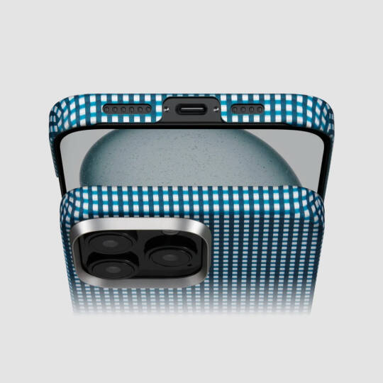 Apple iPhone 16 Pro Max Kılıf M-safe Şarj Özellikli Aramid Karbon Fiber Pitaka Ultra-Slim Classic Serisi Ocean Blue Kapak - 4