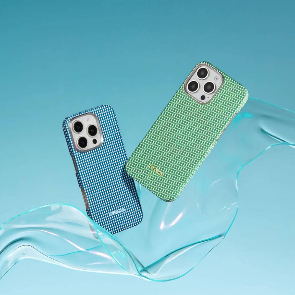 Apple iPhone 16 Pro Max Kılıf M-safe Şarj Özellikli Aramid Karbon Fiber Pitaka Ultra-Slim Classic Serisi Ocean Blue Kapak - 9