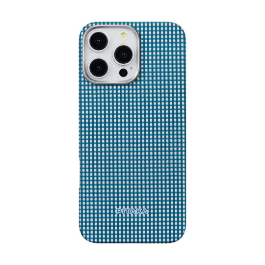 Apple iPhone 16 Pro Max Kılıf M-safe Şarj Özellikli Aramid Karbon Fiber Pitaka Ultra-Slim Classic Serisi Ocean Blue Kapak