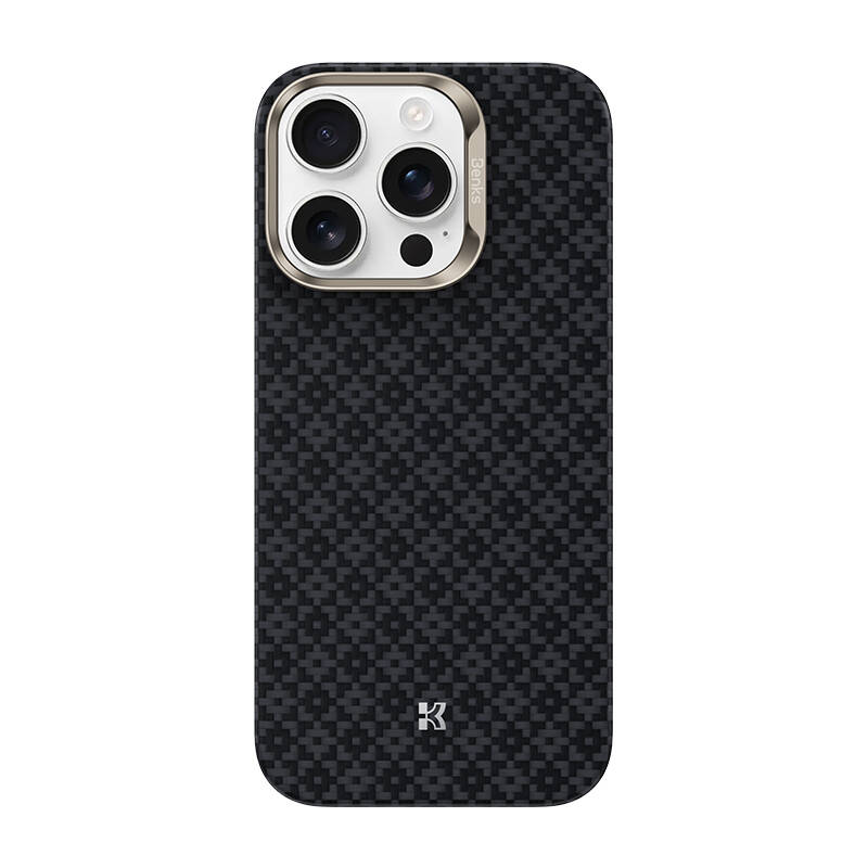 Apple iPhone 16 Pro Max Kılıf M-Safe Şarj Özellikli Benks ArmorAir ArmorGrid Serisi Kevlar Karbon Kapak - 5
