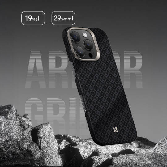 Apple iPhone 16 Pro Max Kılıf M-Safe Şarj Özellikli Benks ArmorAir ArmorGrid Serisi Kevlar Karbon Kapak - 11