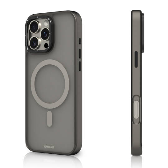 Apple iPhone 16 Pro Max Kılıf M-safe Şarj Özellikli Cam Arka Yüzey TPU Youngkit Gemstone Serisi Kapak - 7