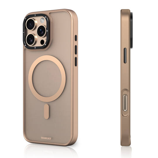 Apple iPhone 16 Pro Max Kılıf M-safe Şarj Özellikli Cam Arka Yüzey TPU Youngkit Gemstone Serisi Kapak - 8