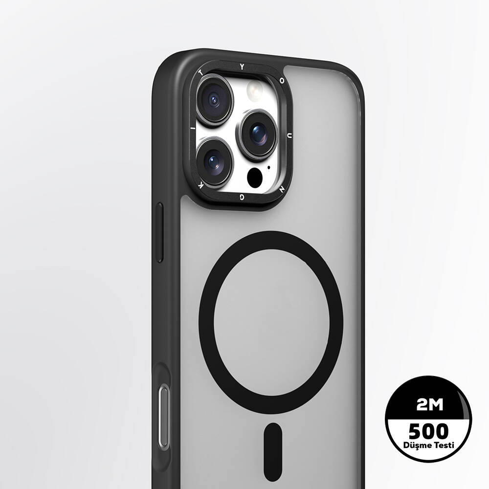 Apple iPhone 16 Pro Max Kılıf M-safe Şarj Özellikli Cam Arka Yüzey TPU Youngkit Gemstone Serisi Kapak - 11