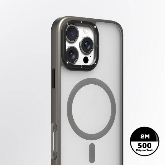 Apple iPhone 16 Pro Max Kılıf M-safe Şarj Özellikli Cam Arka Yüzey TPU Youngkit Gemstone Serisi Kapak - 12