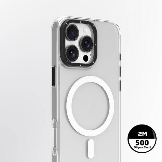 Apple iPhone 16 Pro Max Kılıf M-safe Şarj Özellikli Cam Arka Yüzey TPU Youngkit Gemstone Serisi Kapak - 13