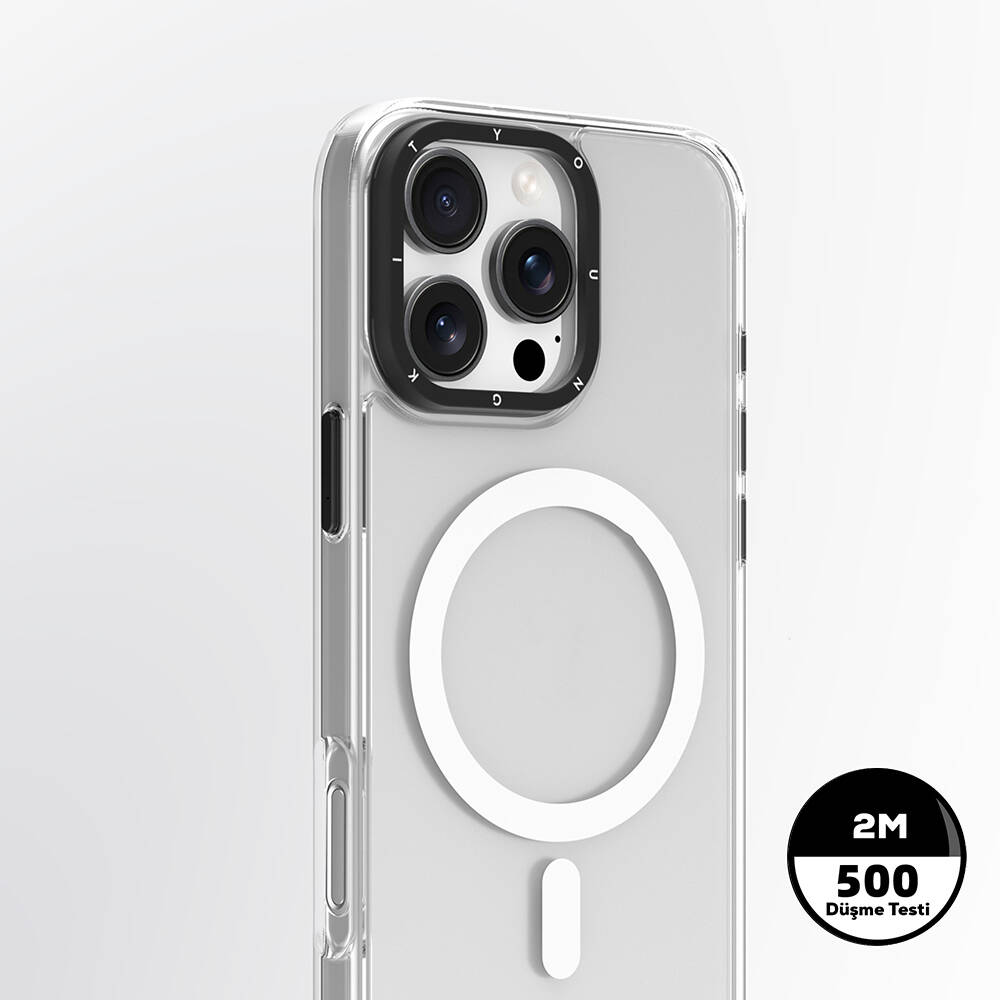 Apple iPhone 16 Pro Max Kılıf M-safe Şarj Özellikli Cam Arka Yüzey TPU Youngkit Gemstone Serisi Kapak - 13