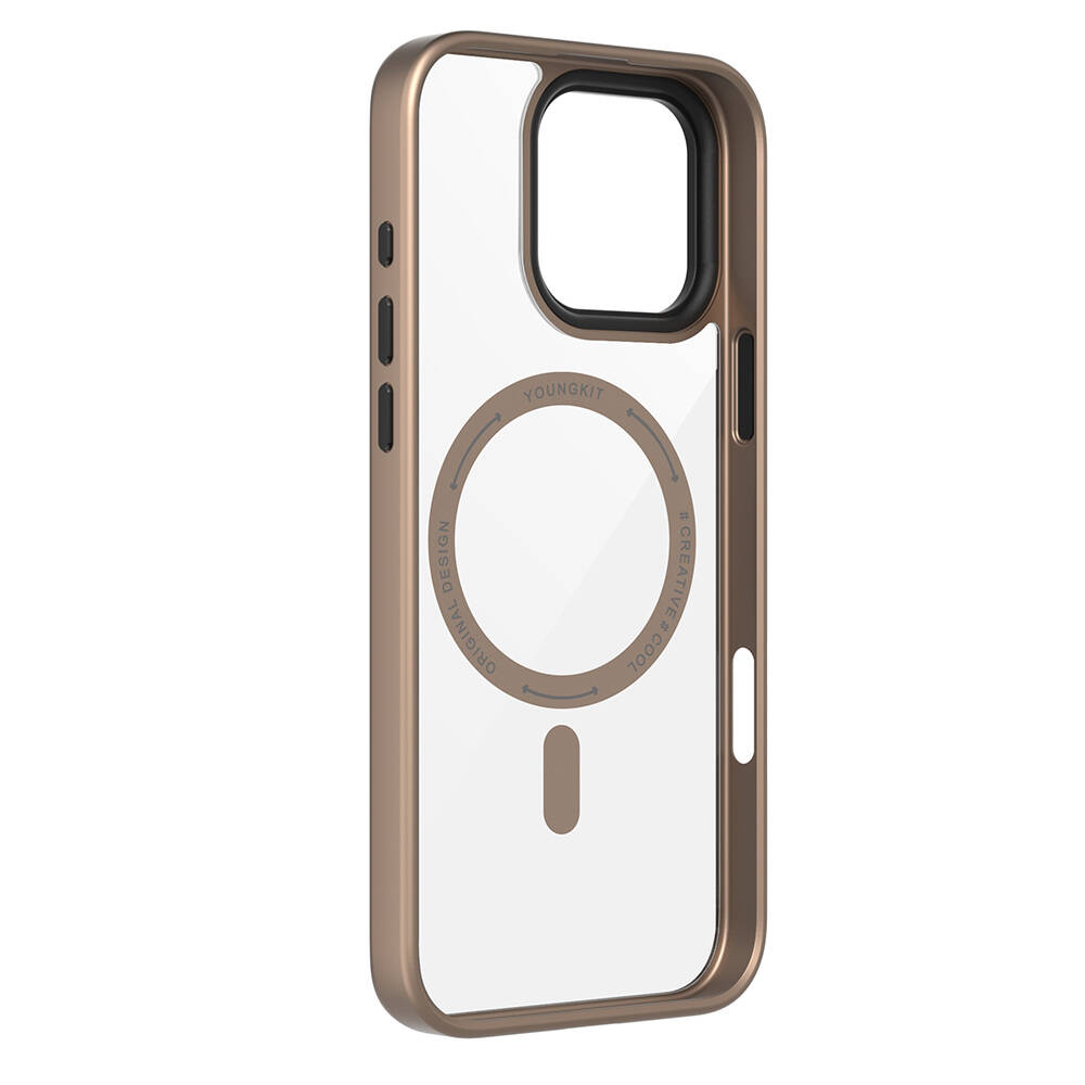 Apple iPhone 16 Pro Max Kılıf M-safe Şarj Özellikli Cam Arka Yüzey TPU Youngkit Gemstone Serisi Kapak - 15