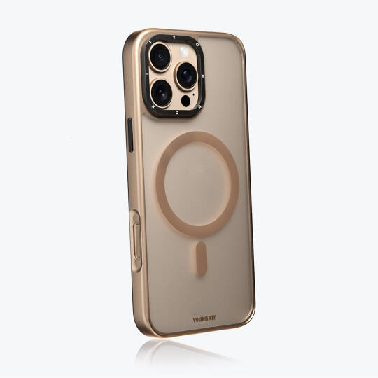 Apple iPhone 16 Pro Max Kılıf M-safe Şarj Özellikli Cam Arka Yüzey TPU Youngkit Gemstone Serisi Kapak - 16