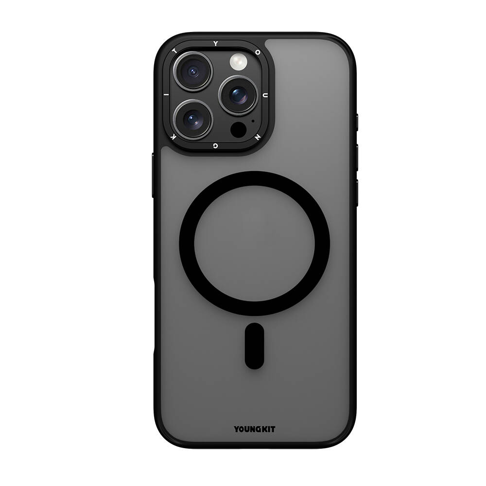 Apple iPhone 16 Pro Max Kılıf M-safe Şarj Özellikli Cam Arka Yüzey TPU Youngkit Gemstone Serisi Kapak - 2