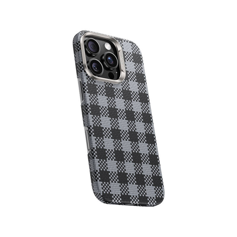 Apple iPhone 16 Pro Max Kılıf M-safe Şarj Özellikli Ekose Tasarımlı Benks ArmorVichy Kevlar Karbon Kapak - 5