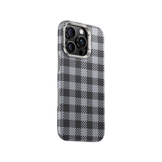 Apple iPhone 16 Pro Max Kılıf M-safe Şarj Özellikli Ekose Tasarımlı Benks ArmorVichy Kevlar Karbon Kapak - 7