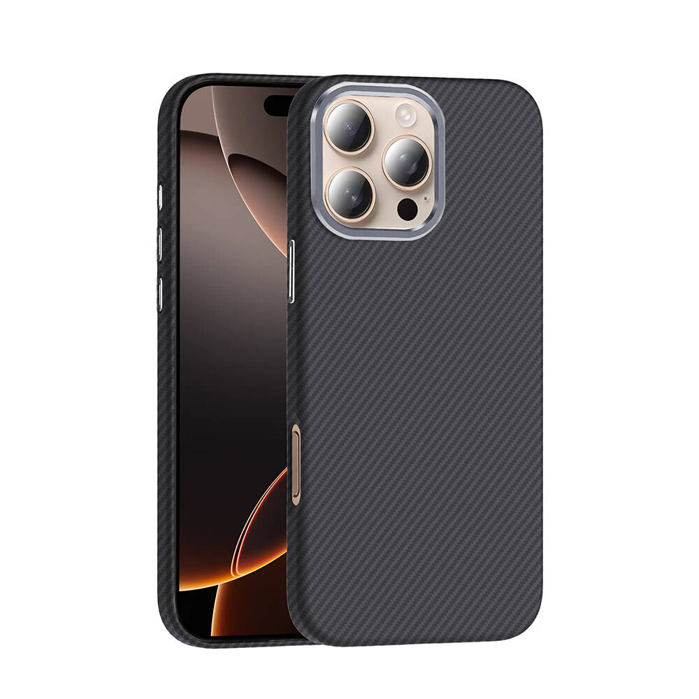 Apple iPhone 16 Pro Max Kılıf M-safe Şarj Özellikli Karbon Fiber Görünümlü Zore Gros Kapak - 2