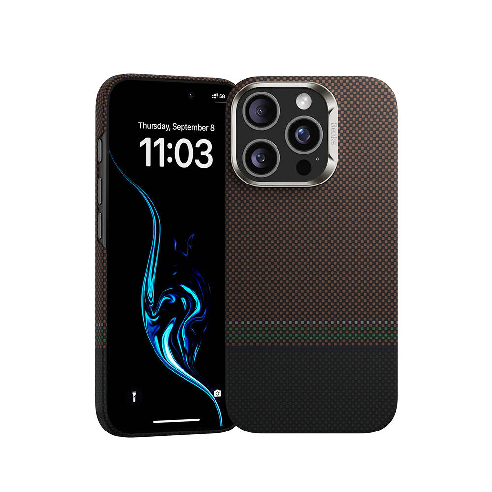 Apple iPhone 16 Pro Max Kılıf M-safe Şarj Özellikli Karbon Fiber Tasarımlı Benks Prestige ArmorAir Kevlar Kapak - 1