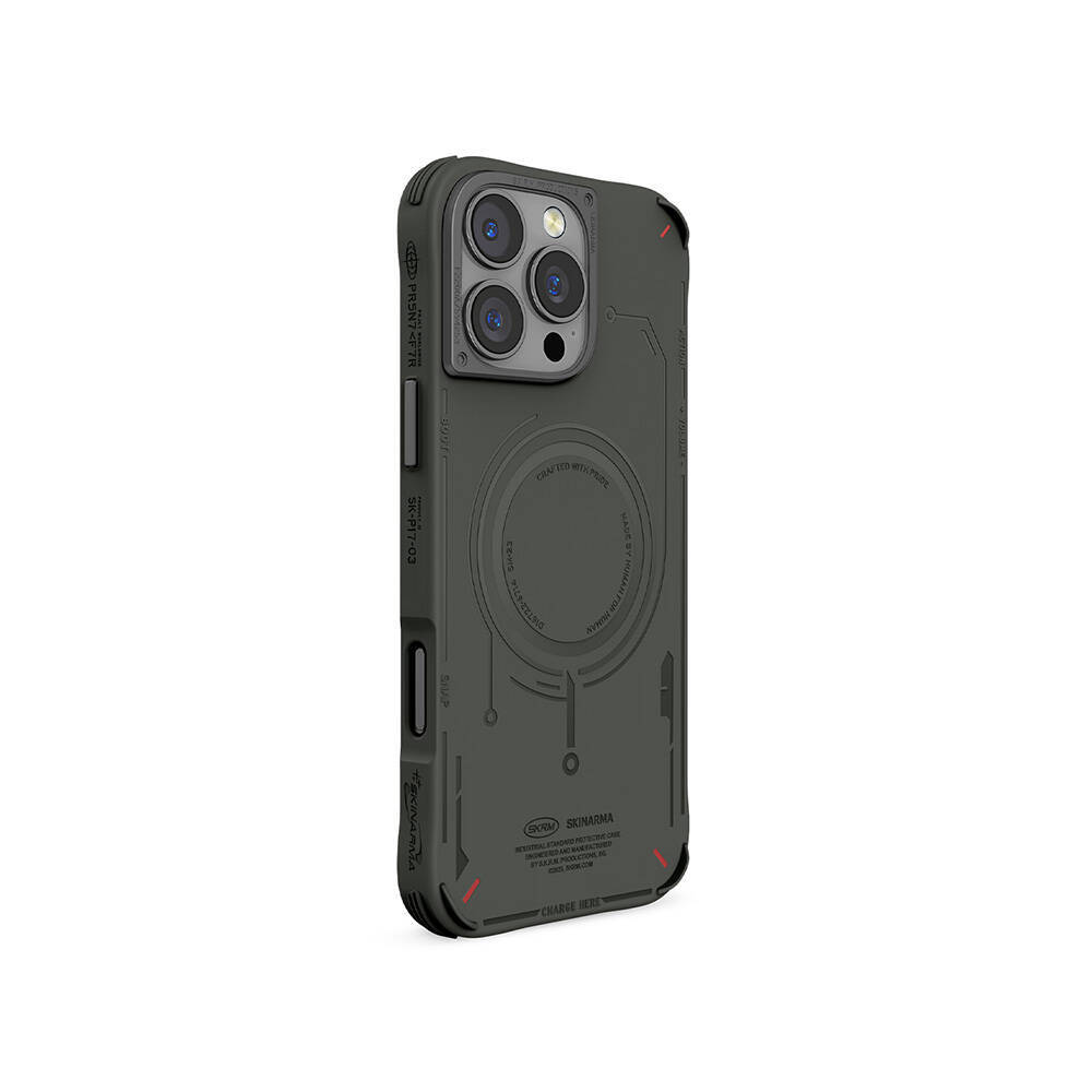 Apple iPhone 16 Pro Max Kılıf M-safe Şarj Özellikli Metal Kamera Çerçeveli Skinarma Mecha Serisi Kapak - 6