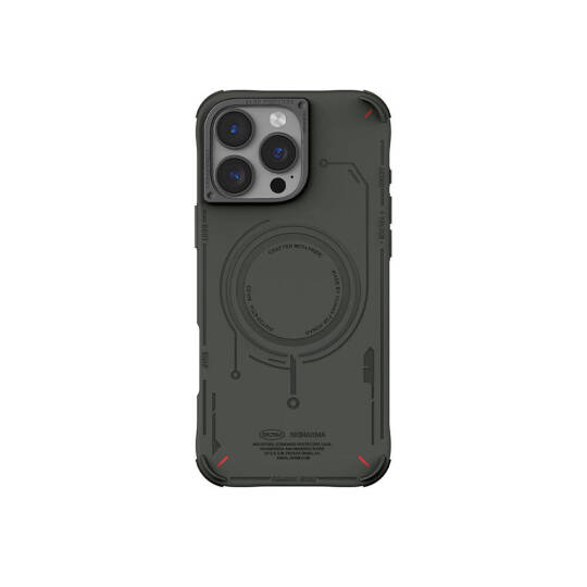 Apple iPhone 16 Pro Max Kılıf M-safe Şarj Özellikli Metal Kamera Çerçeveli Skinarma Mecha Serisi Kapak Olive