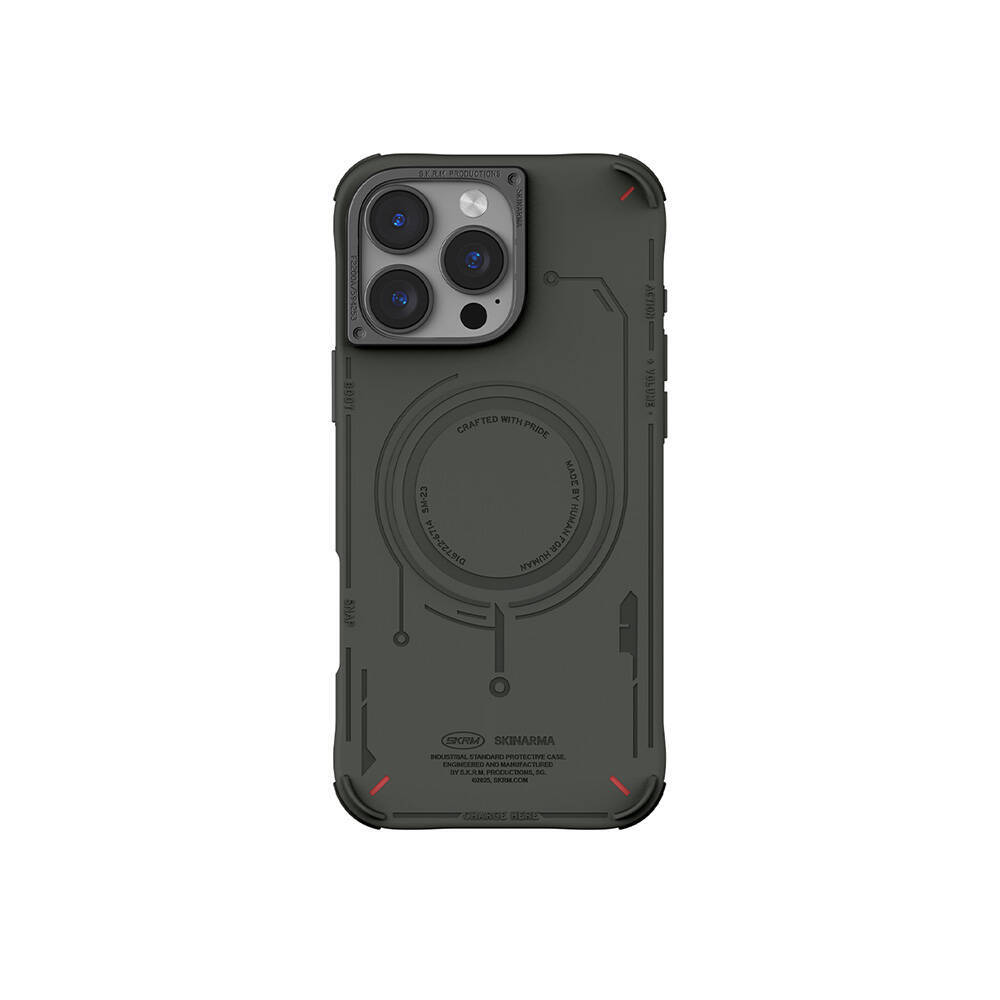 Apple iPhone 16 Pro Max Kılıf M-safe Şarj Özellikli Metal Kamera Çerçeveli Skinarma Mecha Serisi Kapak - 4