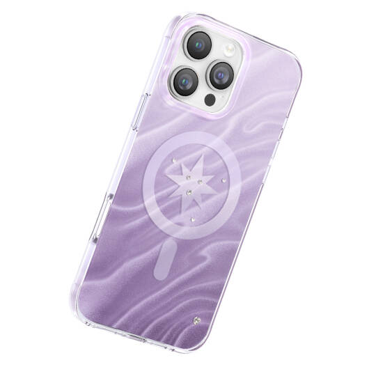 Apple iPhone 16 Pro Max Kılıf M-Safe Şarj Özellikli Orjinal Swarovski Taşlı Zore Paris Rovix Sert PC Kapak - 21