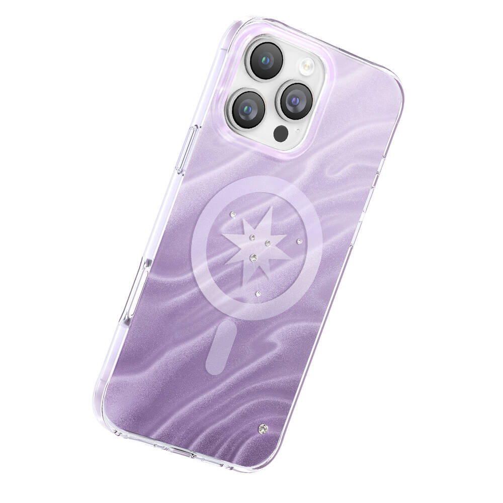 Apple iPhone 16 Pro Max Kılıf M-Safe Şarj Özellikli Orjinal Swarovski Taşlı Zore Paris Rovix Sert PC Kapak - 21