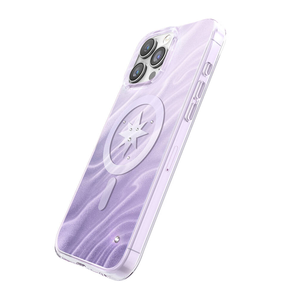 Apple iPhone 16 Pro Max Kılıf M-Safe Şarj Özellikli Orjinal Swarovski Taşlı Zore Paris Rovix Sert PC Kapak - 22