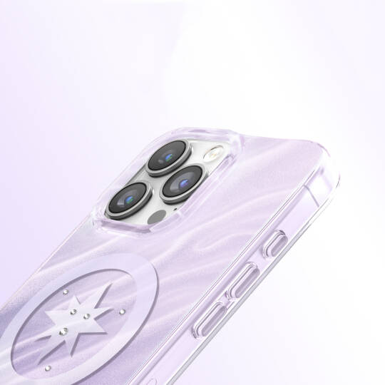 Apple iPhone 16 Pro Max Kılıf M-Safe Şarj Özellikli Orjinal Swarovski Taşlı Zore Paris Rovix Sert PC Kapak - 23