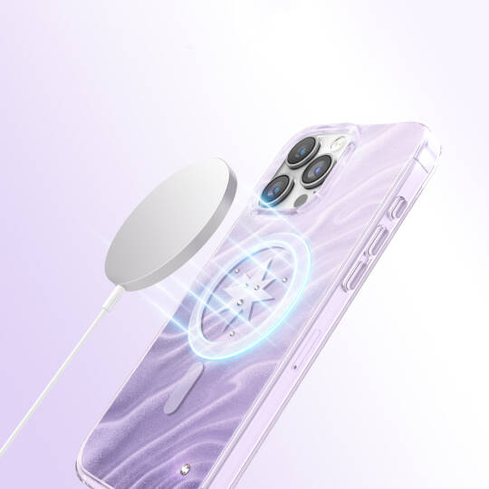 Apple iPhone 16 Pro Max Kılıf M-Safe Şarj Özellikli Orjinal Swarovski Taşlı Zore Paris Rovix Sert PC Kapak - 24