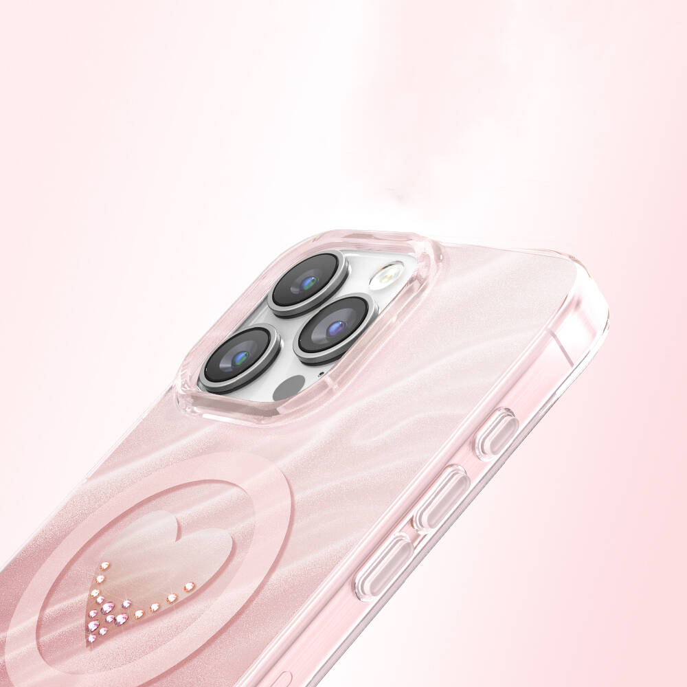 Apple iPhone 16 Pro Max Kılıf M-Safe Şarj Özellikli Orjinal Swarovski Taşlı Zore Paris Rovix Sert PC Kapak - 13