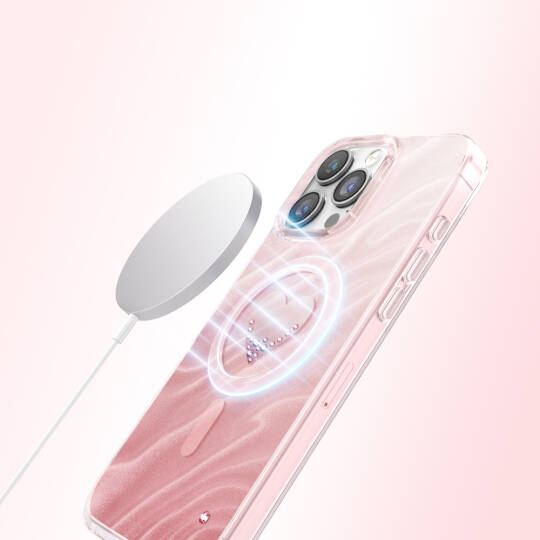Apple iPhone 16 Pro Max Kılıf M-Safe Şarj Özellikli Orjinal Swarovski Taşlı Zore Paris Rovix Sert PC Kapak - 14