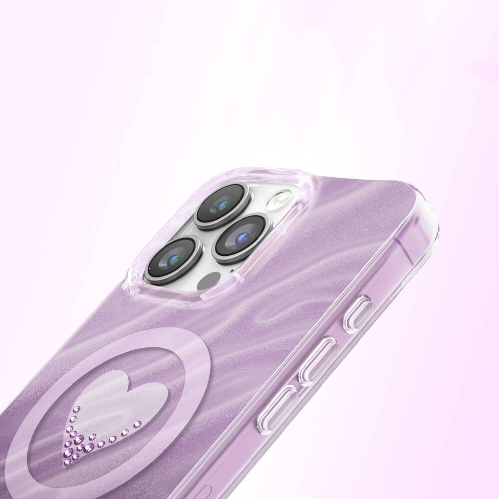 Apple iPhone 16 Pro Max Kılıf M-Safe Şarj Özellikli Orjinal Swarovski Taşlı Zore Paris Rovix Sert PC Kapak - 4