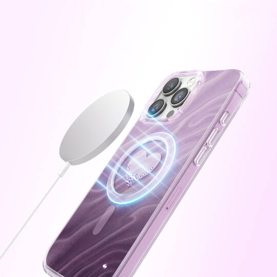 Apple iPhone 16 Pro Max Kılıf M-Safe Şarj Özellikli Orjinal Swarovski Taşlı Zore Paris Rovix Sert PC Kapak - 5