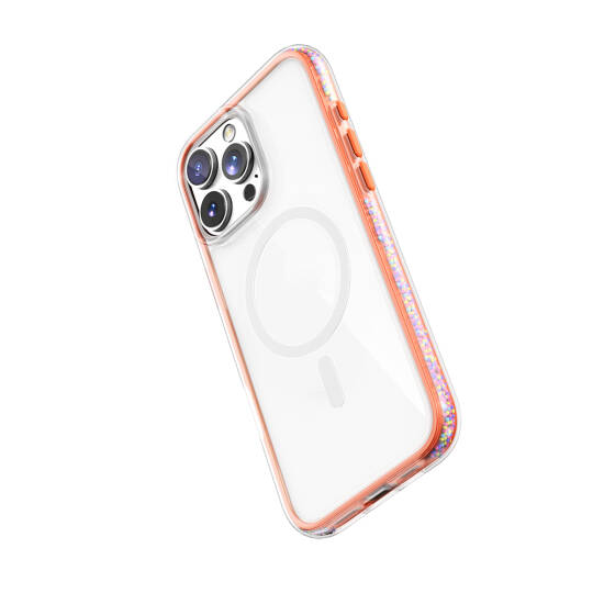 Apple iPhone 16 Pro Max Kılıf M-safe Şarj Özellikli Raptic AirJoy Serisi Boncuk Tasarımlı Şeffaf Kapak - 3