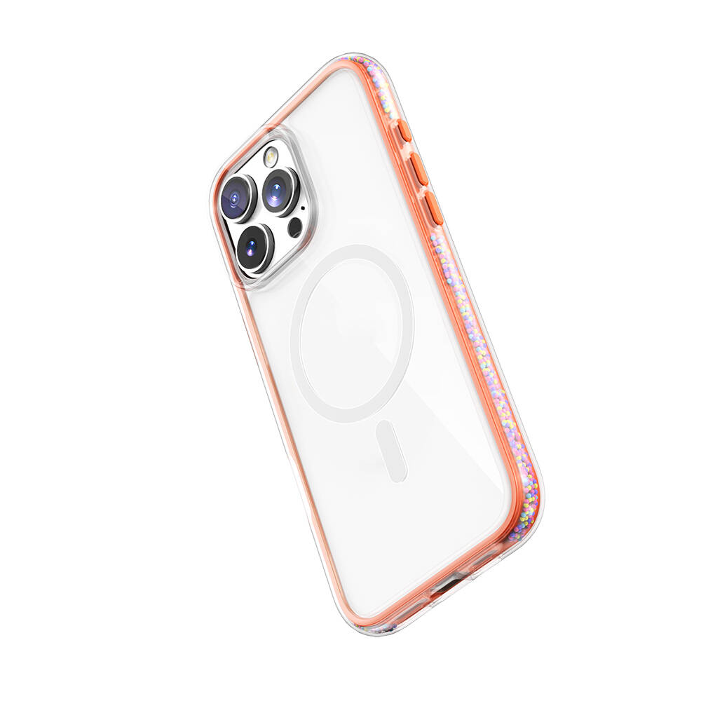 Apple iPhone 16 Pro Max Kılıf M-safe Şarj Özellikli Raptic AirJoy Serisi Boncuk Tasarımlı Şeffaf Kapak - 3