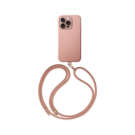 Apple iPhone 16 Pro Max Kılıf M-safe Şarj Özellikli Soft Arka Yüzey Askı İpli Coehl Creme Kapak - 3