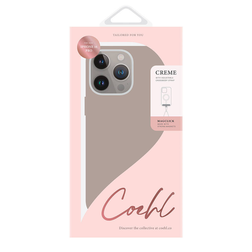 Apple iPhone 16 Pro Max Kılıf M-safe Şarj Özellikli Soft Arka Yüzey Askı İpli Coehl Creme Kapak - 4