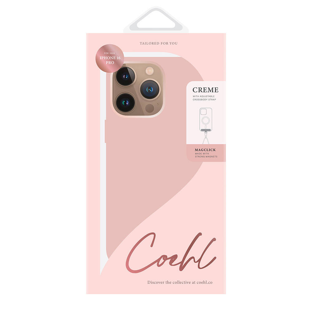 Apple iPhone 16 Pro Max Kılıf M-safe Şarj Özellikli Soft Arka Yüzey Askı İpli Coehl Creme Kapak - 11