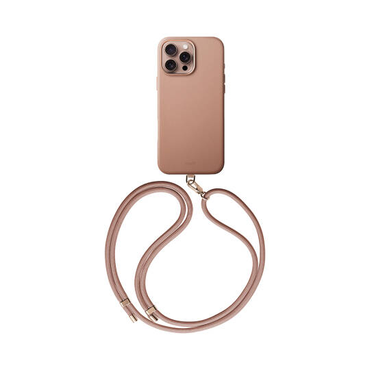 Apple iPhone 16 Pro Max Kılıf M-safe Şarj Özellikli Soft Arka Yüzey Askı İpli Coehl Muse Kapak Kum Pembe