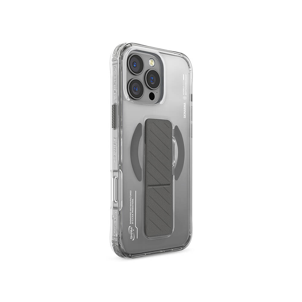 Apple iPhone 16 Pro Max Kılıf M-safe Şarj Özellikli Teknoloji Desenli Standlı Skinarma Axon Kapak - 13