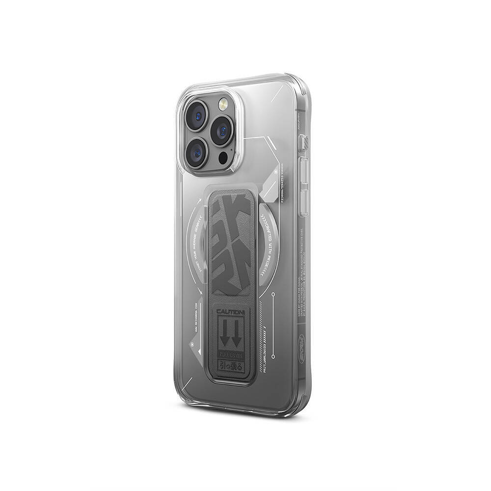 Apple iPhone 16 Pro Max Kılıf M-safe Şarj Özellikli Teknoloji Desenli Standlı Skinarma Helio Kapak - 5