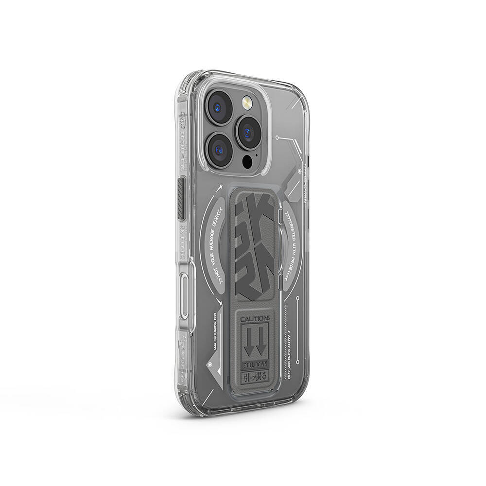 Apple iPhone 16 Pro Max Kılıf M-safe Şarj Özellikli Teknoloji Desenli Standlı Skinarma Helio Kapak - 6