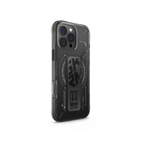 Apple iPhone 16 Pro Max Kılıf M-safe Şarj Özellikli Teknoloji Desenli Standlı Skinarma Helio Kapak - 10