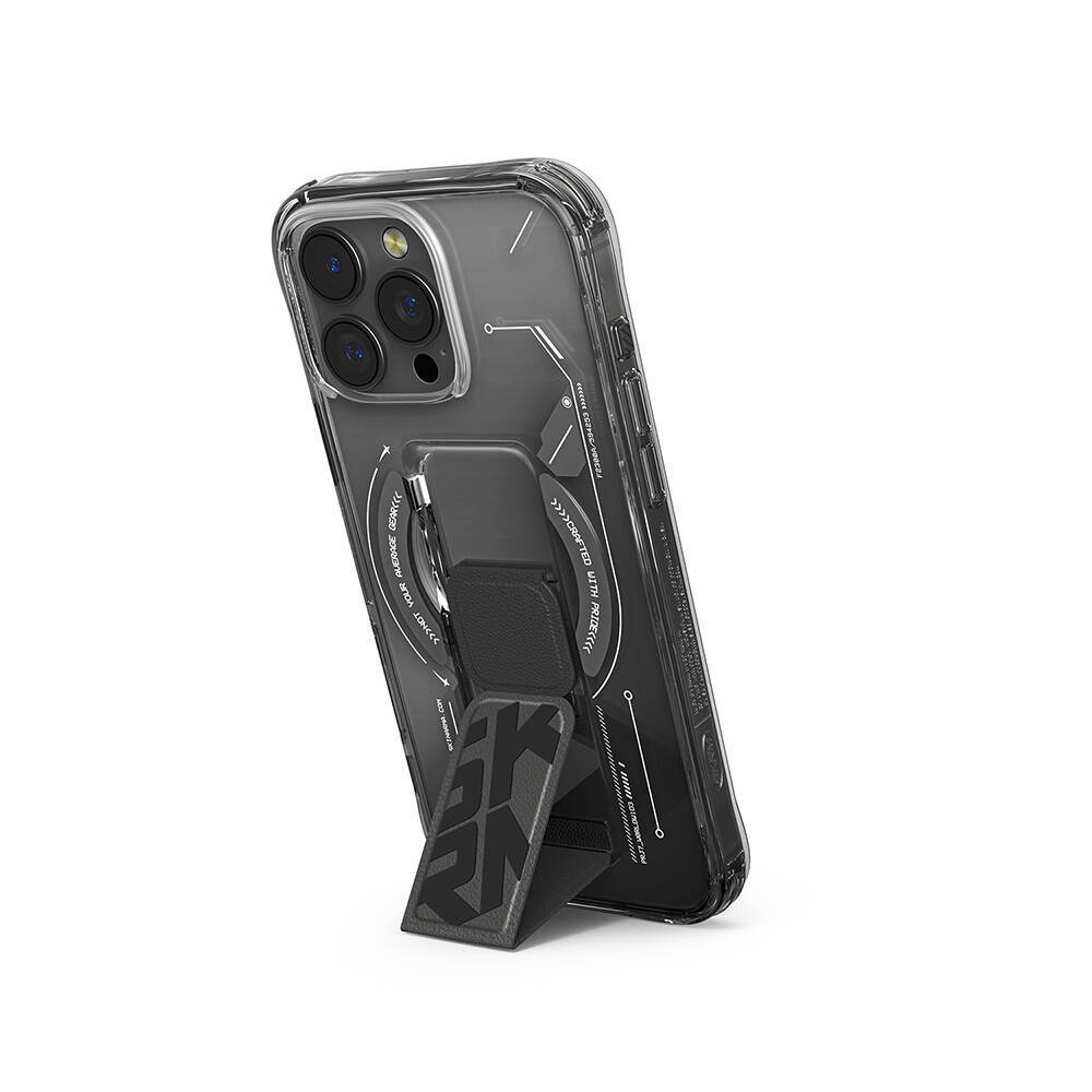 Apple iPhone 16 Pro Max Kılıf M-safe Şarj Özellikli Teknoloji Desenli Standlı Skinarma Helio Kapak - 11